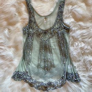 [Anthropologie] Beaded with Sequins Sheer Top